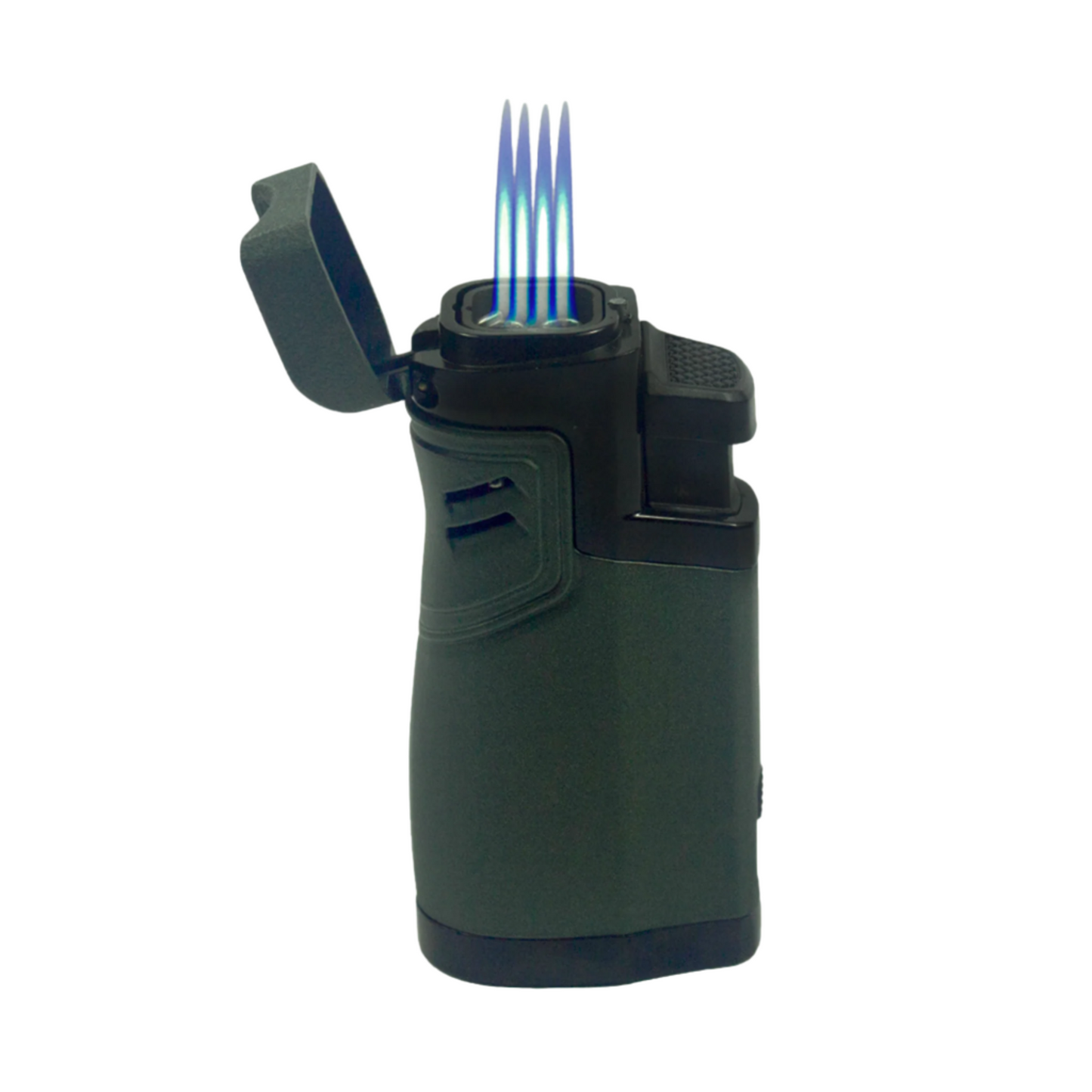Apollo Quadruple Flame Premium Cigar Lighter with punch - Moss with flame