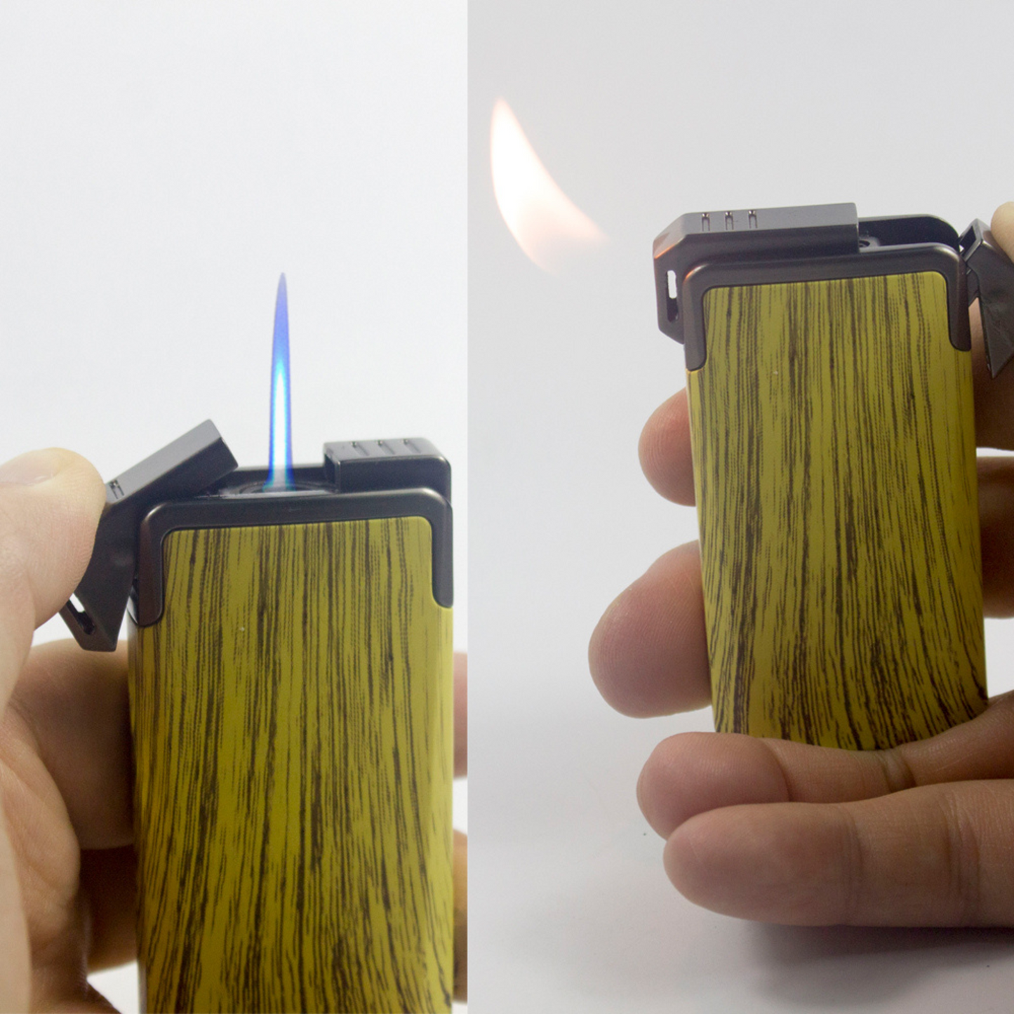 Oberon premium dual flame cigar lighter soft and torch flame views