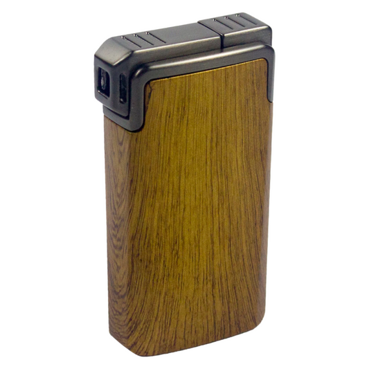 Oberon premium dual flame cigar light - walnut