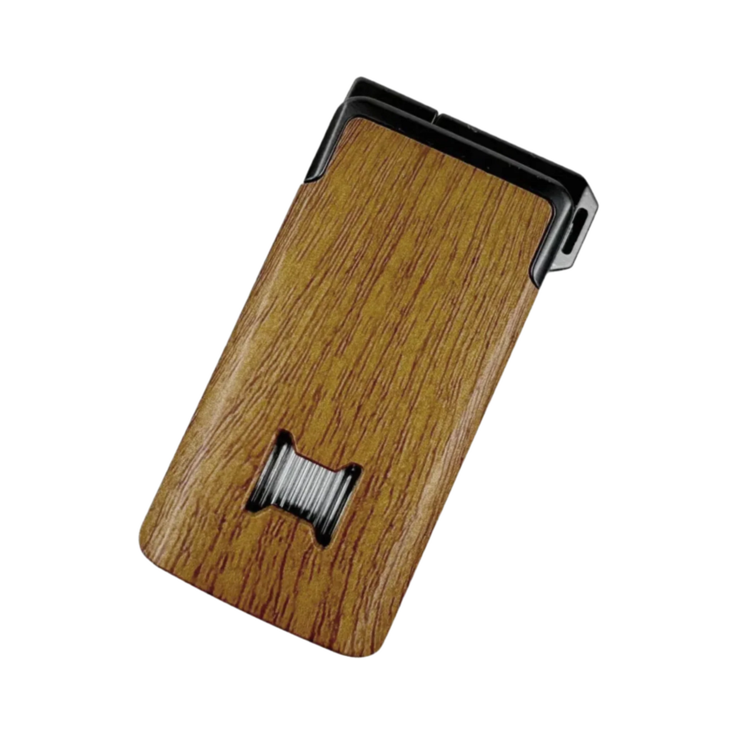 Oberon premium dual flame cigar lighter in walnut with fuel window