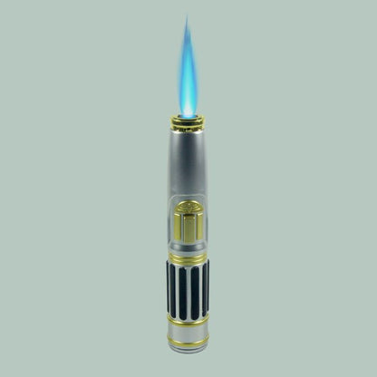 Ever Tech - The Guardian Lightsaber Torch Lighter front view with flame